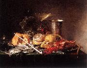 Jan Davidsz. de Heem Still-Life, Breakfast with Champaign Glass and Pipe Sweden oil painting artist